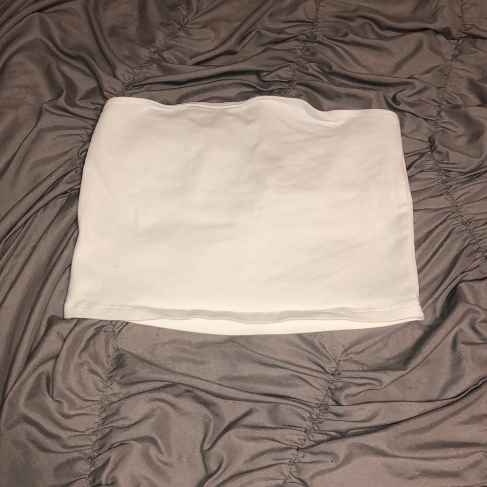 White Cropped Tube Top